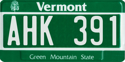 VT license plate AHK391