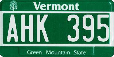 VT license plate AHK395