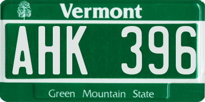VT license plate AHK396