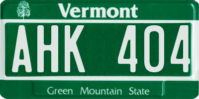VT license plate AHK404