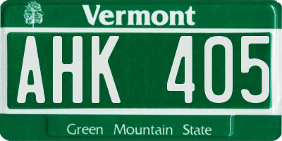 VT license plate AHK405