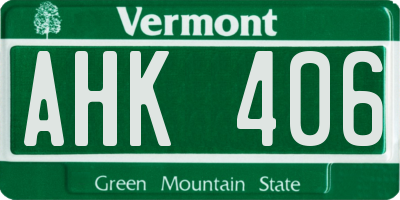 VT license plate AHK406