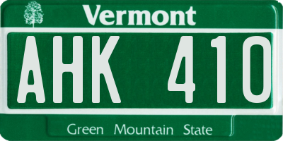 VT license plate AHK410