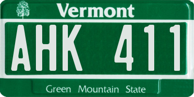 VT license plate AHK411