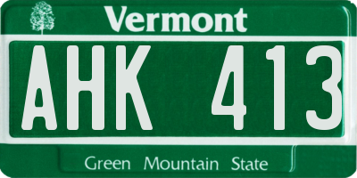 VT license plate AHK413