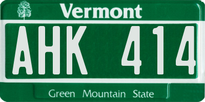 VT license plate AHK414