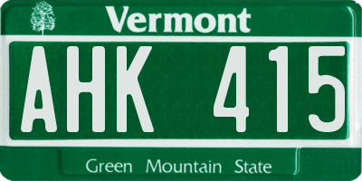 VT license plate AHK415