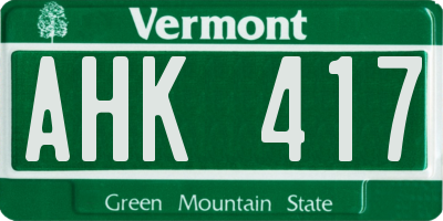 VT license plate AHK417