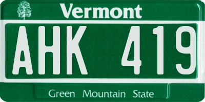 VT license plate AHK419