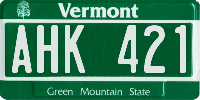 VT license plate AHK421