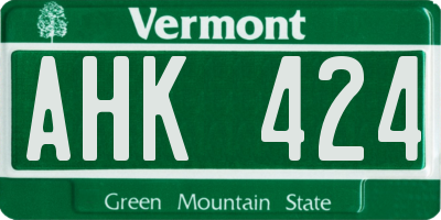 VT license plate AHK424