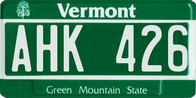 VT license plate AHK426