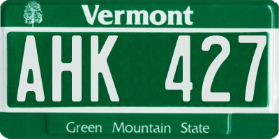 VT license plate AHK427