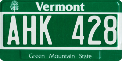 VT license plate AHK428