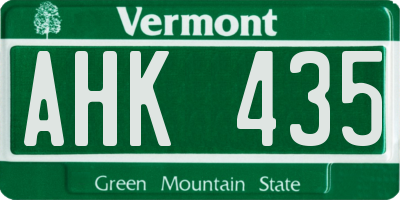 VT license plate AHK435