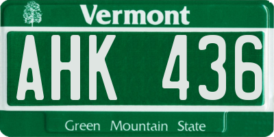VT license plate AHK436
