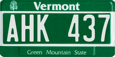 VT license plate AHK437