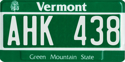 VT license plate AHK438