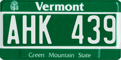VT license plate AHK439