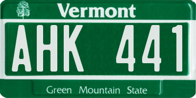 VT license plate AHK441