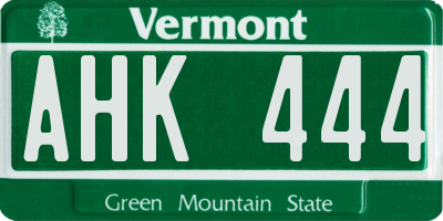 VT license plate AHK444