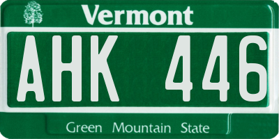 VT license plate AHK446