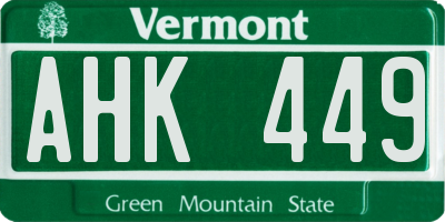 VT license plate AHK449