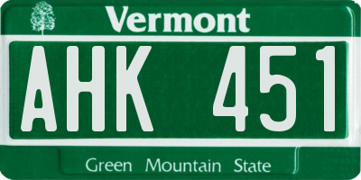 VT license plate AHK451