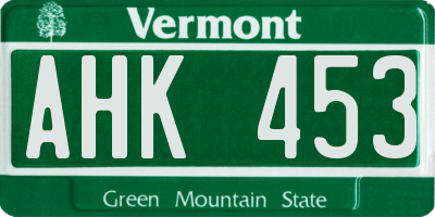VT license plate AHK453