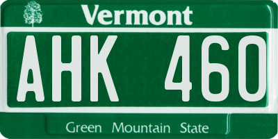 VT license plate AHK460