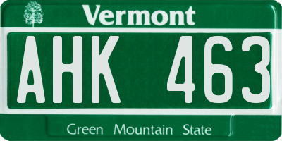 VT license plate AHK463
