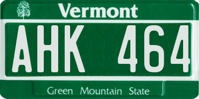 VT license plate AHK464