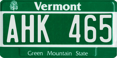 VT license plate AHK465
