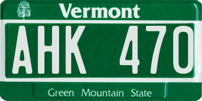 VT license plate AHK470