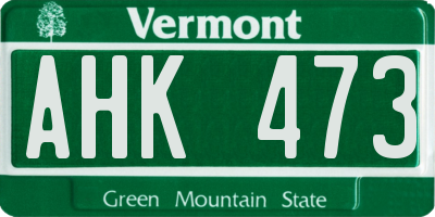 VT license plate AHK473