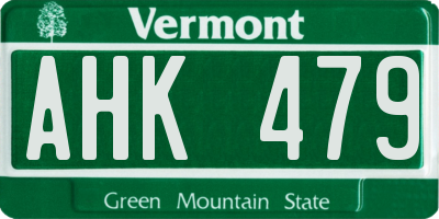 VT license plate AHK479