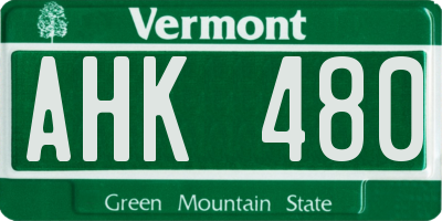 VT license plate AHK480