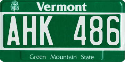 VT license plate AHK486