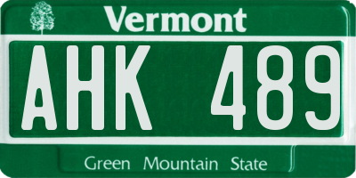 VT license plate AHK489