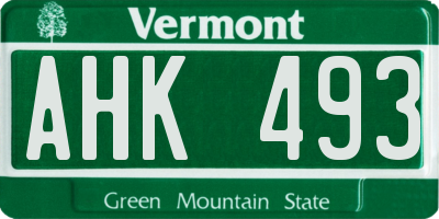 VT license plate AHK493