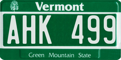 VT license plate AHK499