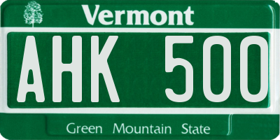 VT license plate AHK500