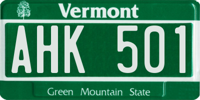 VT license plate AHK501