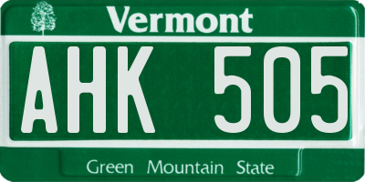 VT license plate AHK505