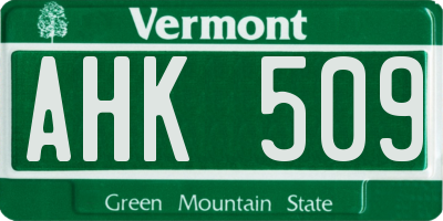 VT license plate AHK509