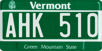 VT license plate AHK510
