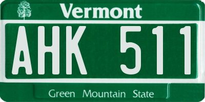 VT license plate AHK511