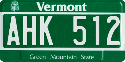 VT license plate AHK512