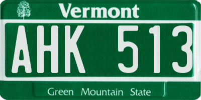 VT license plate AHK513