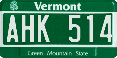 VT license plate AHK514